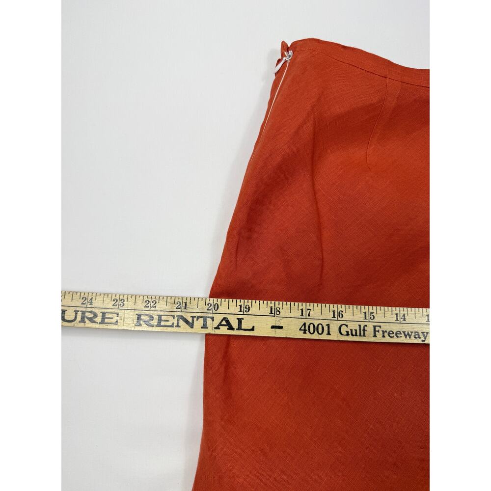 Taboo 100% Linen Ruffle Faux Wrap Coral color Midi Skirt Sz 42 - Picture 10 of 13